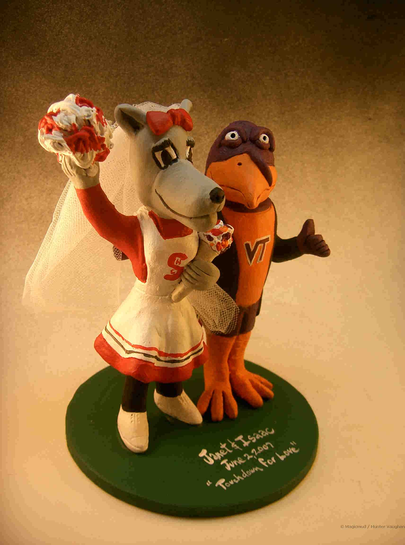 Football Mascot Wedding Cake Topper