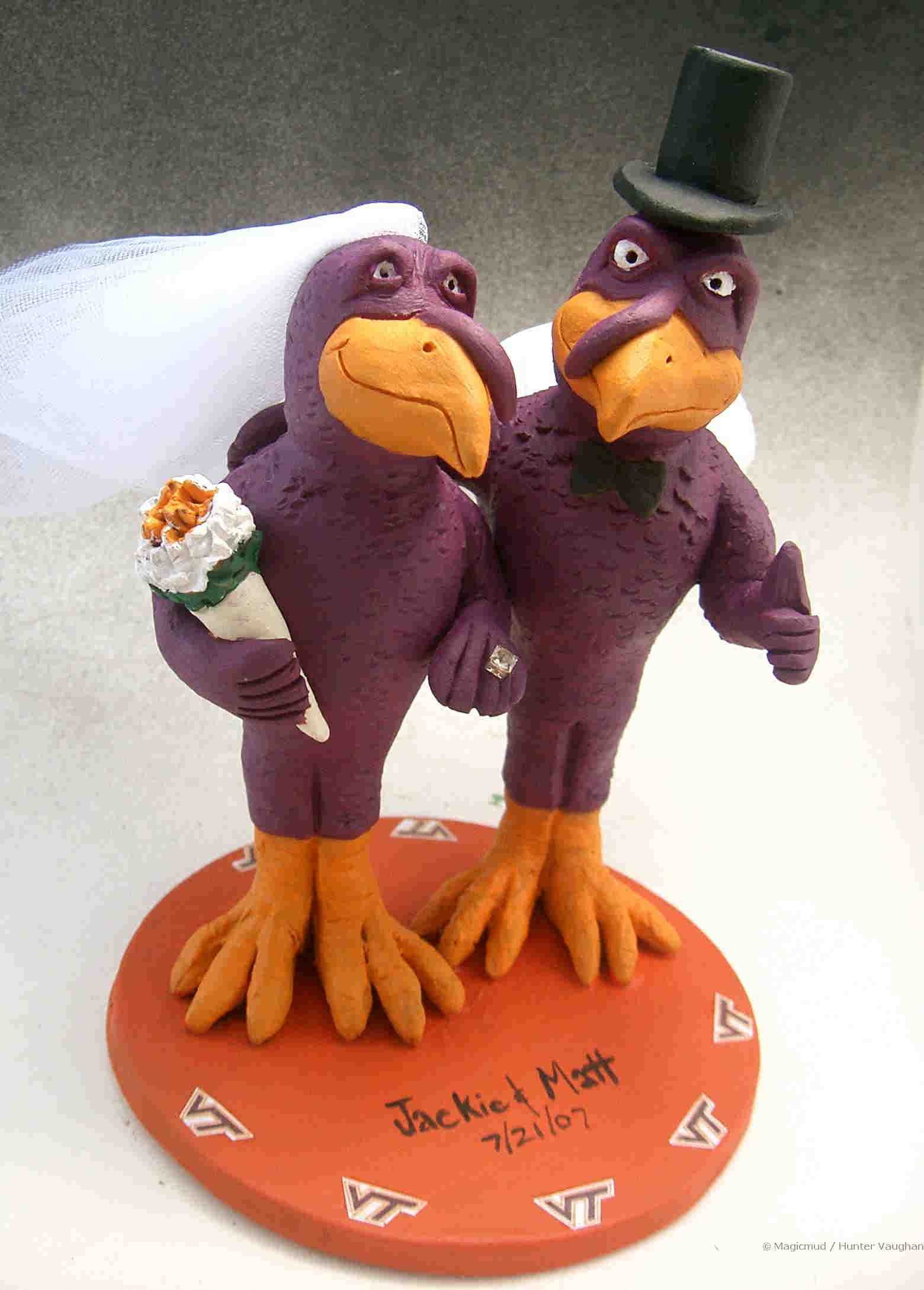 Hokie Bird Themed Wedding Cake Topper