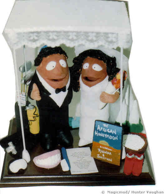 Jewish wedding cake topper Bride is a skiier and tennis player Groom is a
