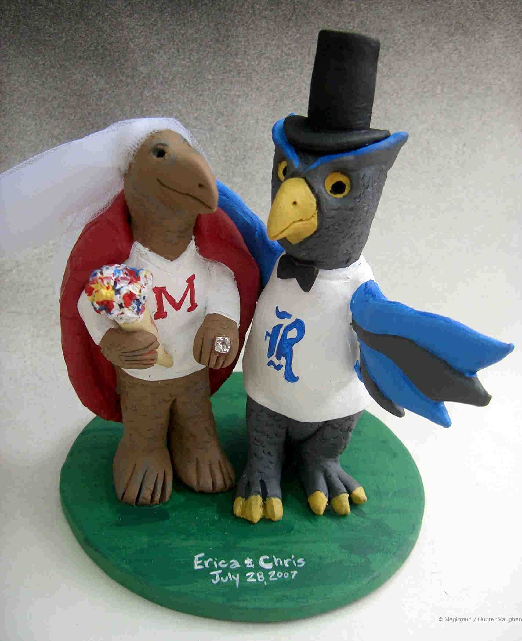 Rice University Owl weds Maryland Terrapin Wedding Cake Topper