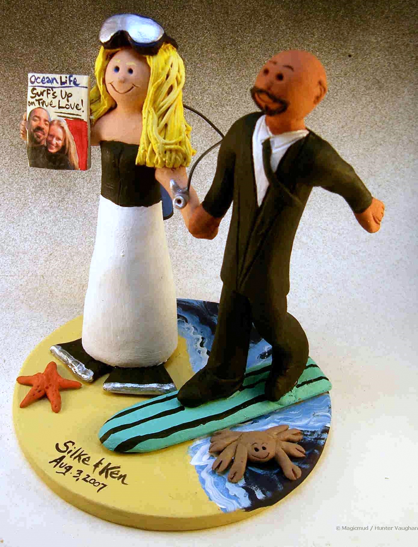 Diver Weds Surfer Wedding Cake Topper Scuba Diver Weds Surfer Wedding Cake Topper