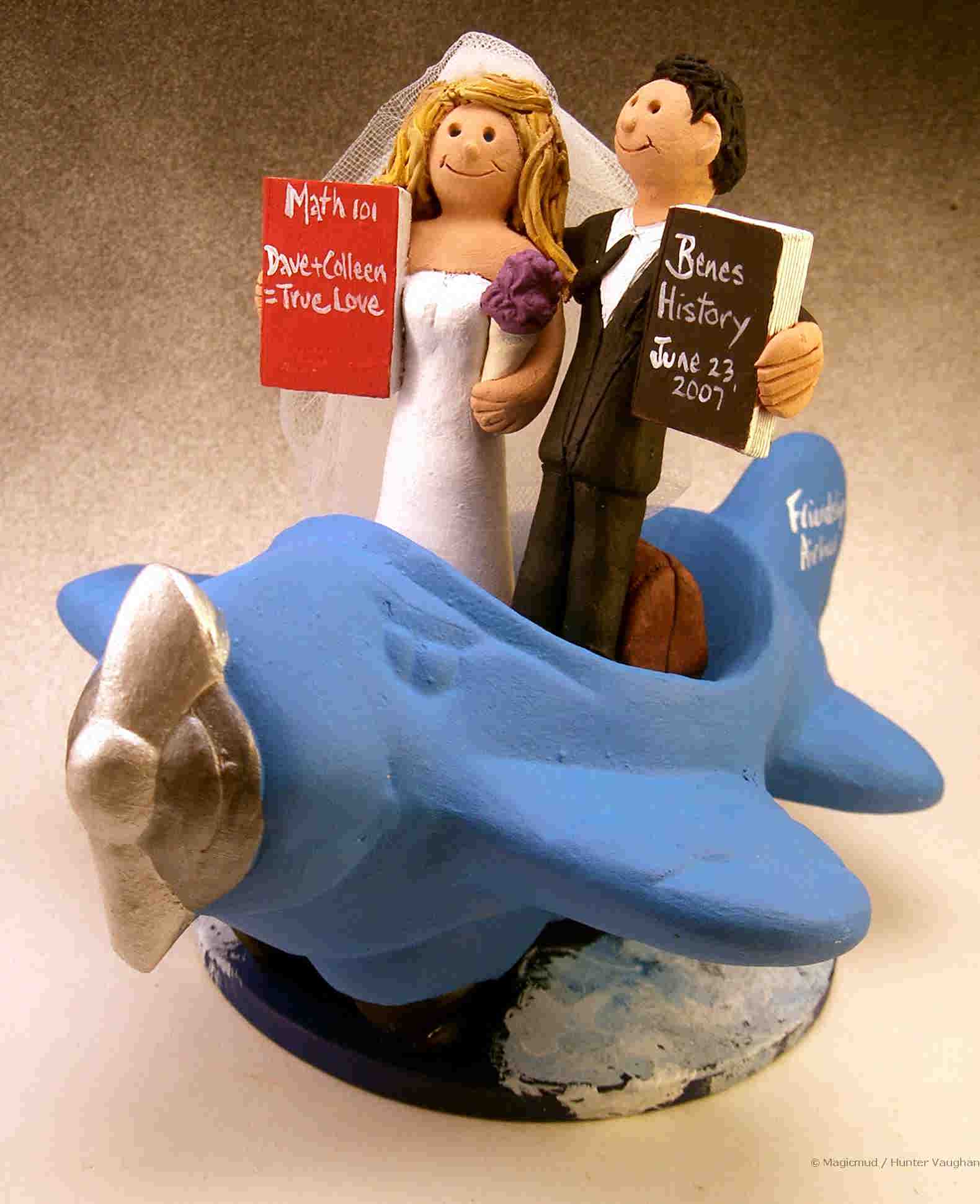 Wedding Cake Topper with Airplane